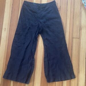Cerruti 1881 brown linen wide ankle pants made in Italy